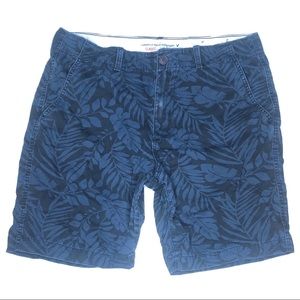 American Eagle Blue Tropical Leaf Print Shorts